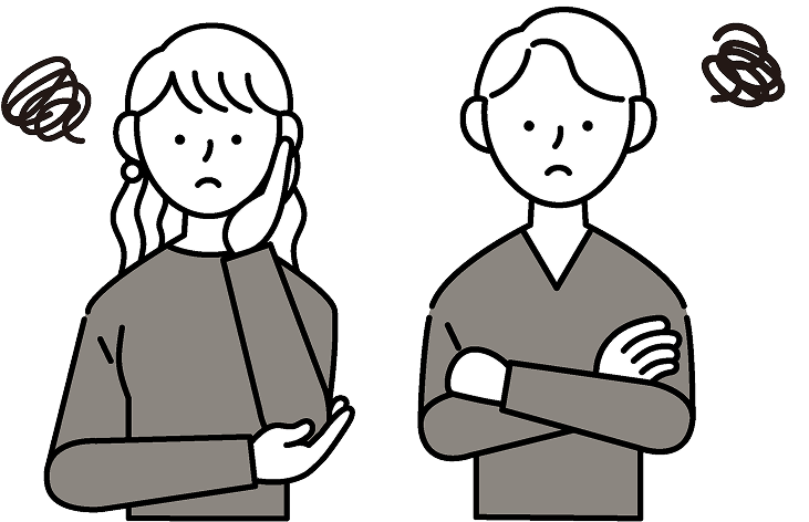 悩んでいる男女